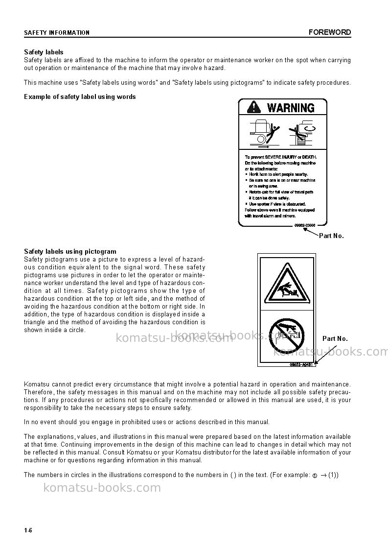 Komatsu pc60-7jpn Operation manual cover Page 7