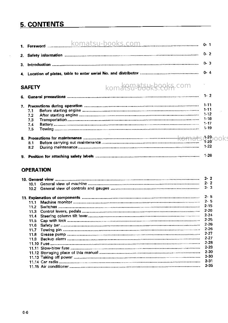 Komatsu wf450t-3jpn Operation manual cover Page 7 Komatsu wf450t-3jpn Operation manual cover Page 7