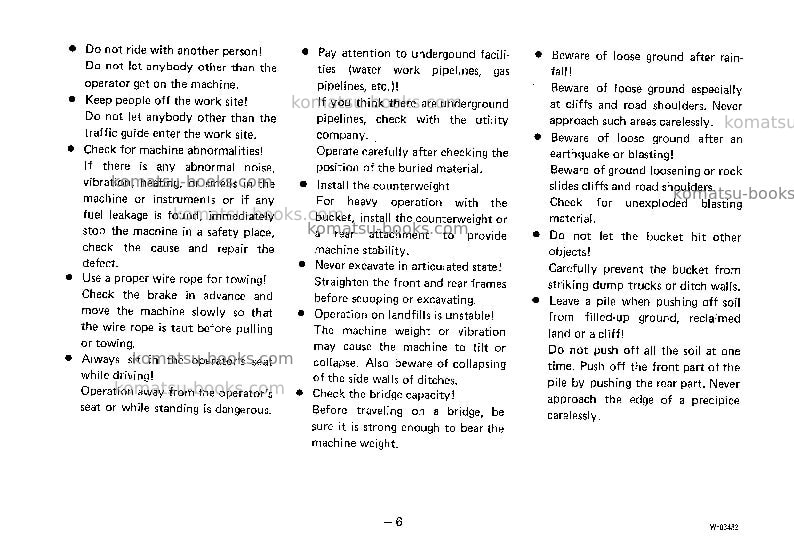 Komatsu wa20-1jpn Operation manual cover Page 7 Komatsu wa20-1jpn Operation manual cover Page 7