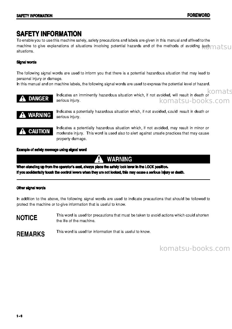 Komatsu d61ex-12jpn Operation manual cover Page 7 Komatsu d61ex-12jpn Operation manual cover Page 7