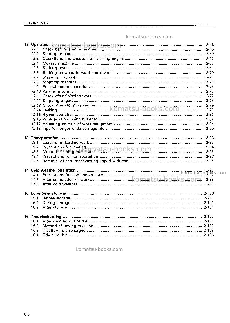 Komatsu d155a-5jpn Operation manual cover Page 7 Komatsu d155a-5jpn Operation manual cover Page 7