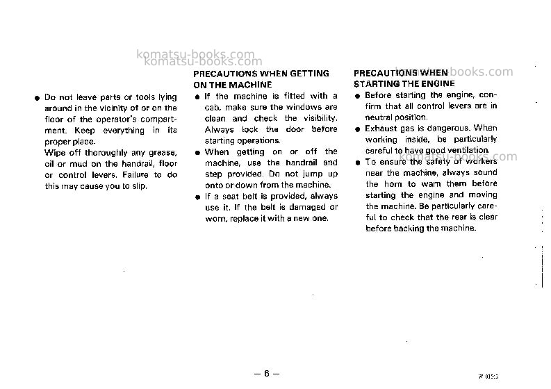 Komatsu wa100-1jpn Operation manual cover Page 7