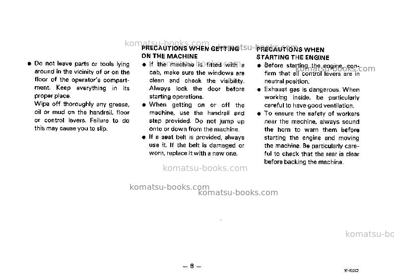 Komatsu wa300-1jpn Operation manual cover Page 7 Komatsu wa300-1jpn Operation manual cover Page 7
