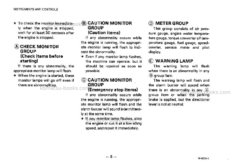 Komatsu wa200-1jpn Operation manual cover Page 7