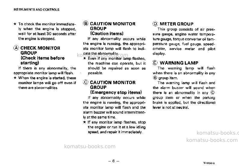 Komatsu wa470-1jpn Operation manual cover Page 7