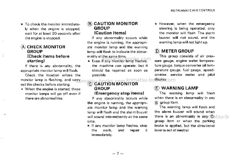 Komatsu wa500-1jpn Operation manual cover Page 7 Komatsu wa500-1jpn Operation manual cover Page 7