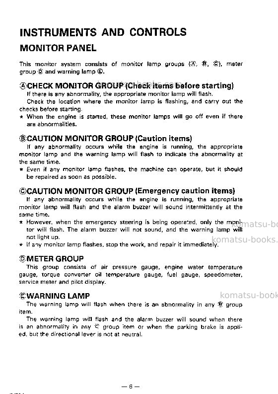 Komatsu wa700-1jpn Operation manual cover Page 7