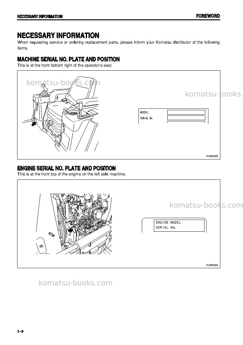 Komatsu d37ex-21jpn Operation manual cover Page 7 Komatsu d37ex-21jpn Operation manual cover Page 7