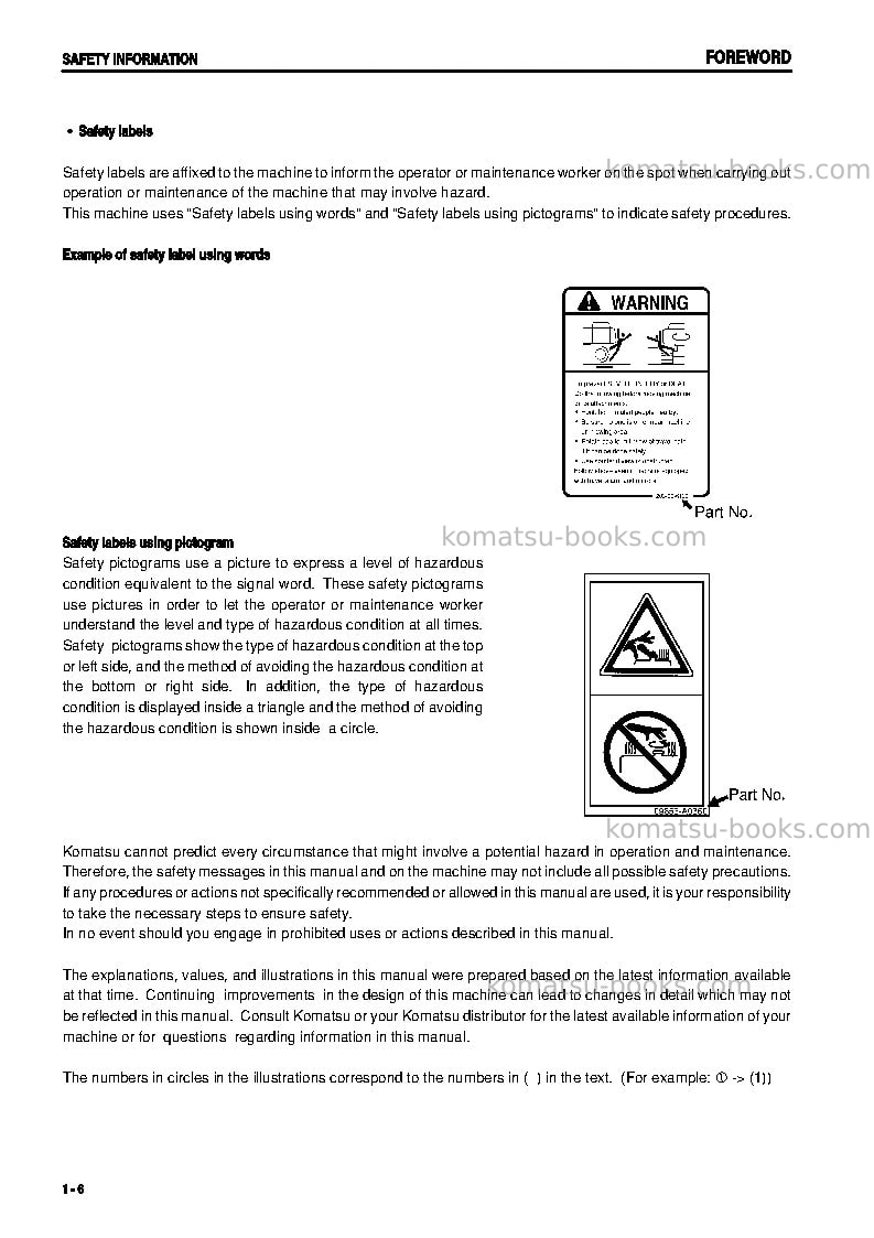 Komatsu pc78us-6jpn Operation manual cover Page 7 Komatsu pc78us-6jpn Operation manual cover Page 7