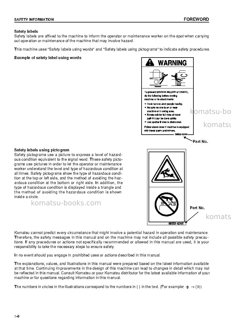 Komatsu pc300-7jpn Operation manual cover Page 7 Komatsu pc300-7jpn Operation manual cover Page 7