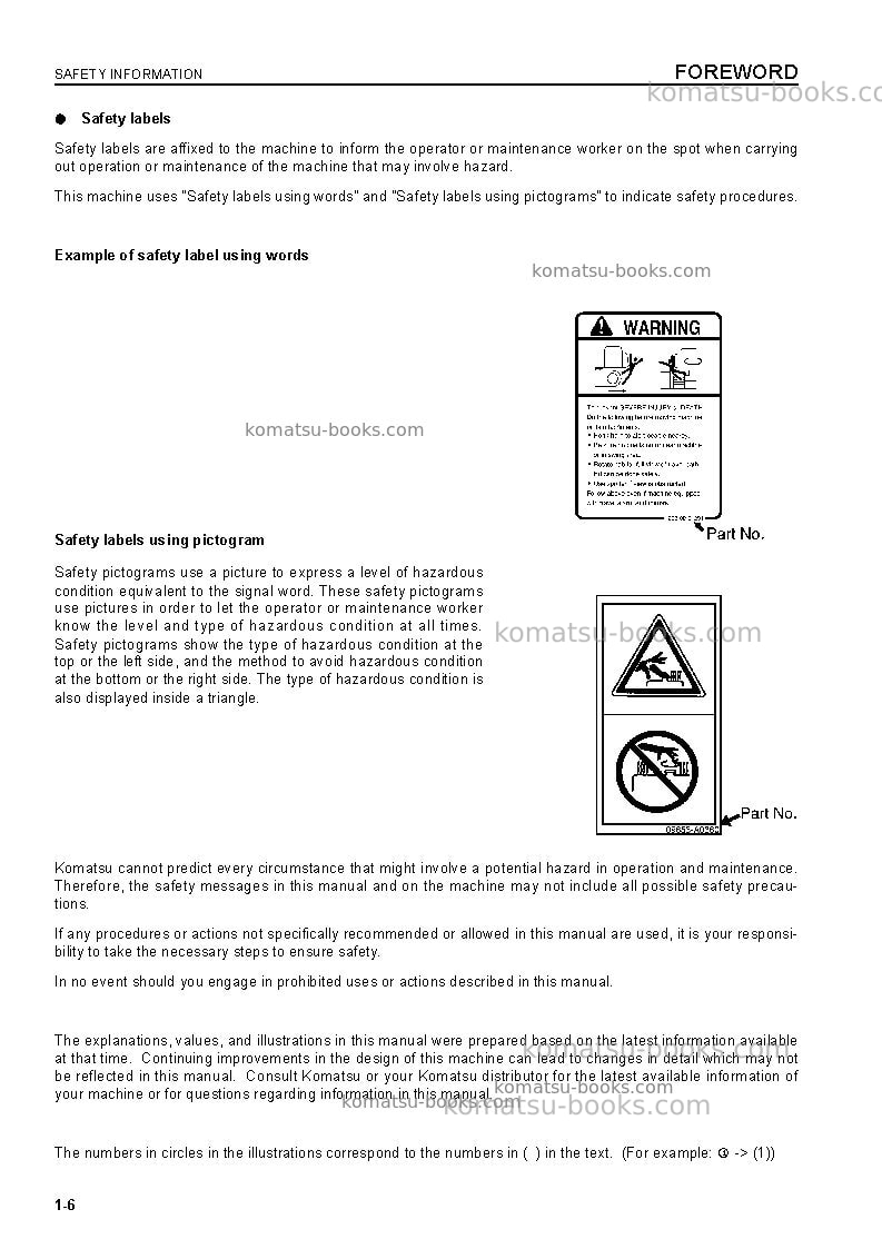 Komatsu pc600-7jpn Operation manual cover Page 7 Komatsu pc600-7jpn Operation manual cover Page 7