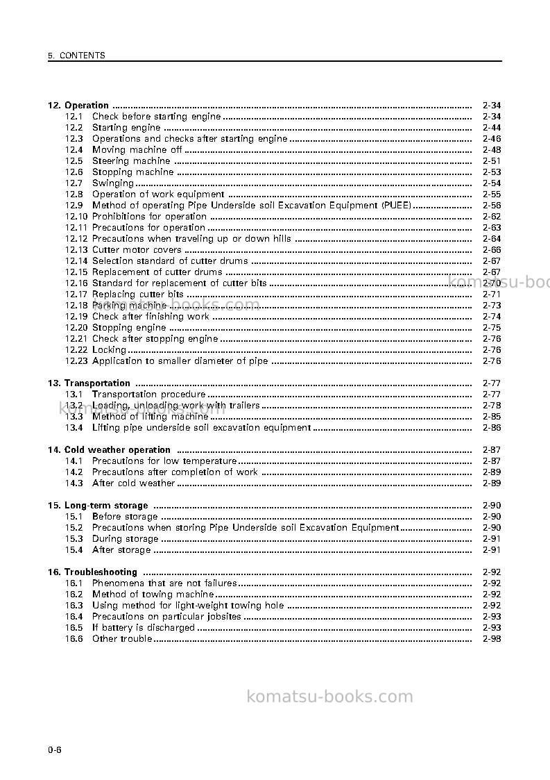 Komatsu pc400lc-6jpn-pipe looper spec, excel Operation manual cover Page 7 Komatsu pc400lc-6jpn-pipe looper spec, excel Operation manual cover Page 7