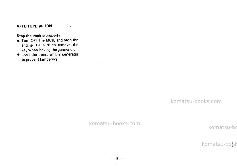 Komatsu eg200-3jpn Operation manual cover Page 7 Komatsu eg200-3jpn Operation manual cover Page 7