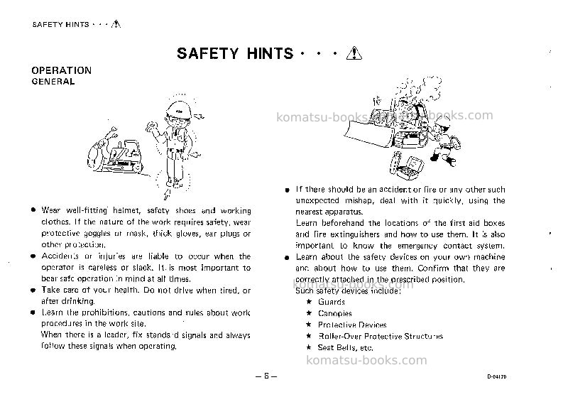 Komatsu d20a-5jpn Operation manual cover Page 7 Komatsu d20a-5jpn Operation manual cover Page 7