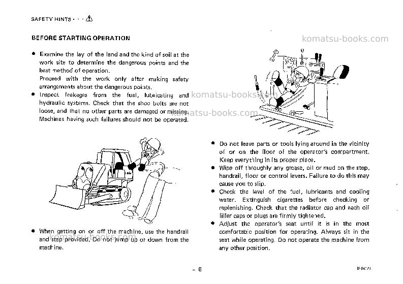 Komatsu d455a-1jpn Operation manual cover Page 7