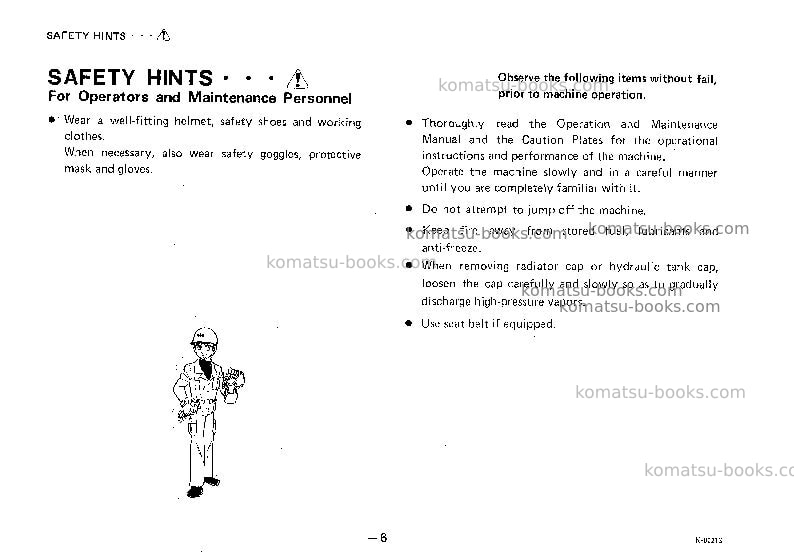 Komatsu gd605a-1jpn Operation manual cover Page 7 Komatsu gd605a-1jpn Operation manual cover Page 7