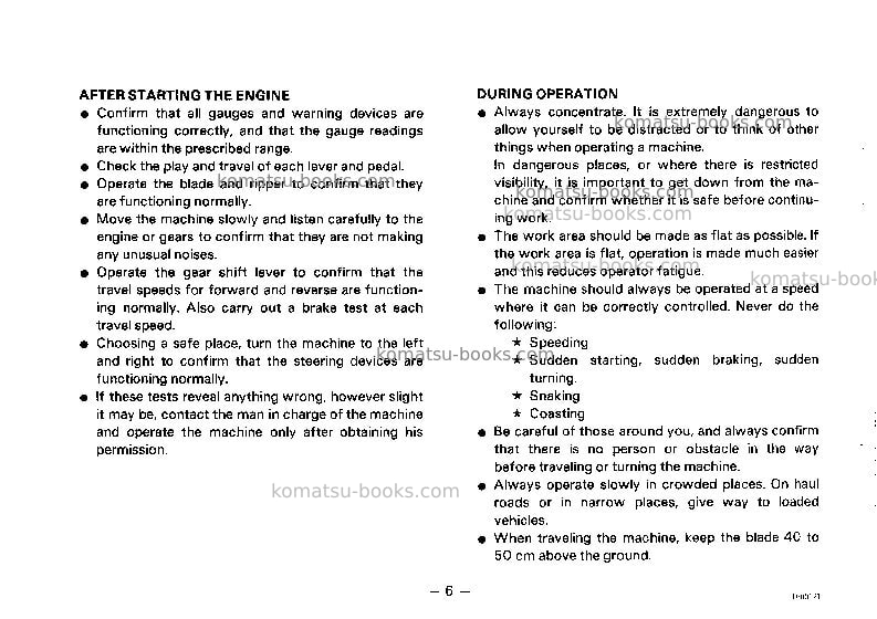 Komatsu d21s-6jpn Operation manual cover Page 7 Komatsu d21s-6jpn Operation manual cover Page 7