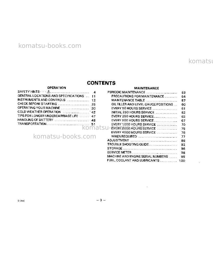 Komatsu d37e-1jpn Operation manual cover Page 7 Komatsu d37e-1jpn Operation manual cover Page 7