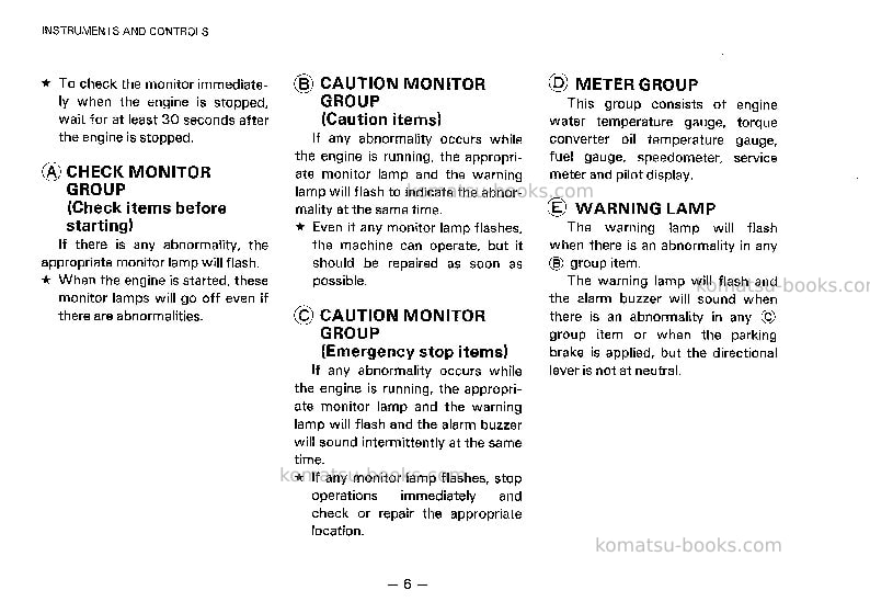Komatsu wa320-1jpn Operation manual cover Page 7