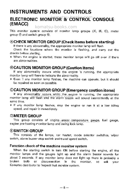 Komatsu pc120-5jpn-mighty Operation manual cover Page 7 Komatsu pc120-5jpn-mighty Operation manual cover Page 7