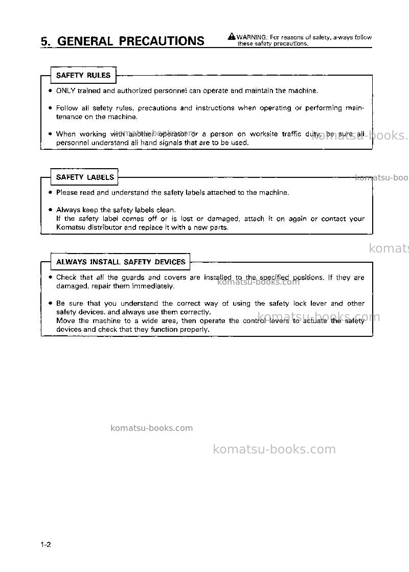 Komatsu drp060-4jpn-multi ripper Operation manual cover Page 7 Komatsu drp060-4jpn-multi ripper Operation manual cover Page 7