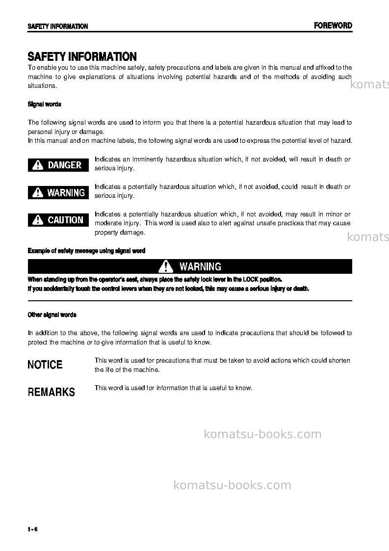 Komatsu dwt065-1jpn-towing winch Operation manual cover Page 7