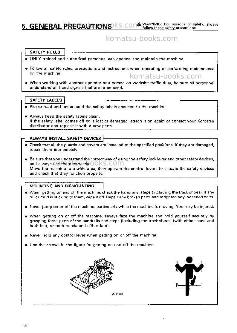 Komatsu d21p-7jpn-trimming dozer Operation manual cover Page 7