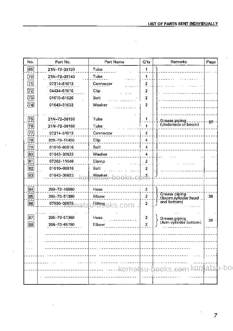Komatsu pc1100sp-6jpn-loading shovel Field assembly manual cover Page 7 Komatsu pc1100sp-6jpn-loading shovel Field assembly manual cover Page 7