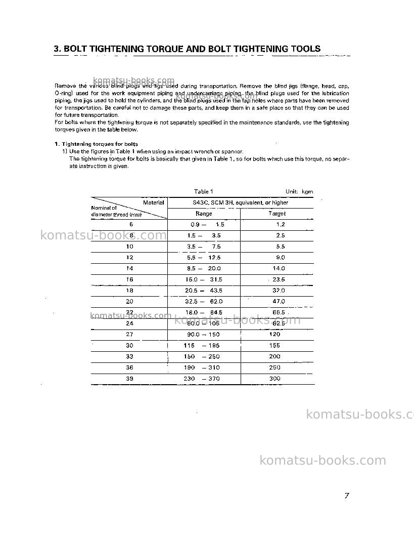 Komatsu pc1800-6jpn Field assembly manual cover Page 7 Komatsu pc1800-6jpn Field assembly manual cover Page 7