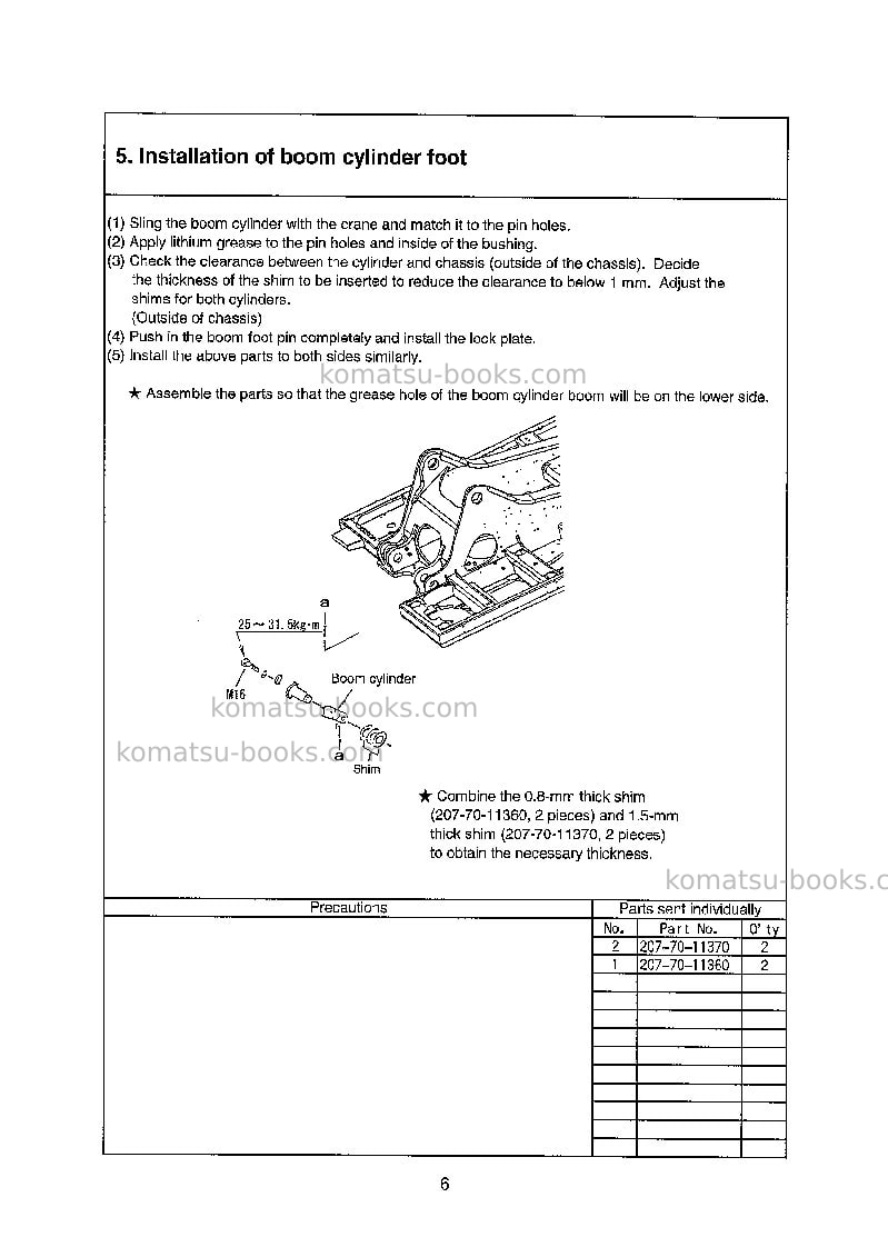 Komatsu pc600lc-6jpn Field assembly manual cover Page 7 Komatsu pc600lc-6jpn Field assembly manual cover Page 7