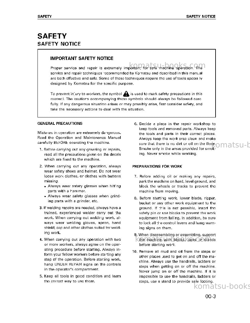 Komatsu pc100-6jpn Repair & maintenance cover Page 7 Komatsu pc100-6jpn Repair & maintenance cover Page 7