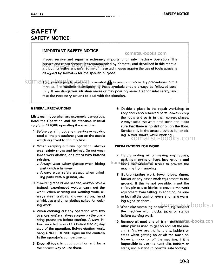 Komatsu wa700-1usa-l Repair & maintenance cover Page 7