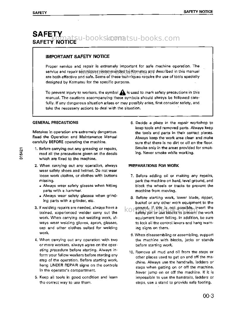 Komatsu d85e-21jpn Repair & maintenance cover Page 7 Komatsu d85e-21jpn Repair & maintenance cover Page 7