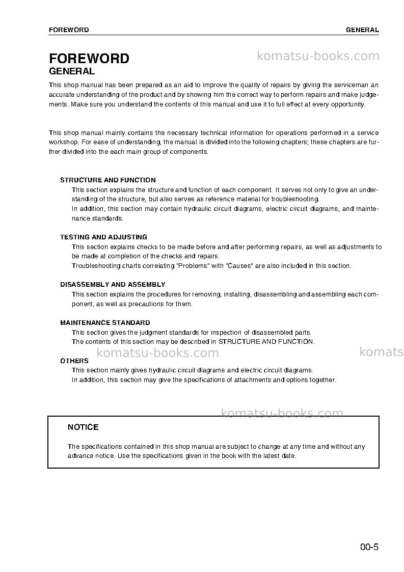 Komatsu 4d95le-2jpn Repair & maintenance cover Page 7 Komatsu 4d95le-2jpn Repair & maintenance cover Page 7