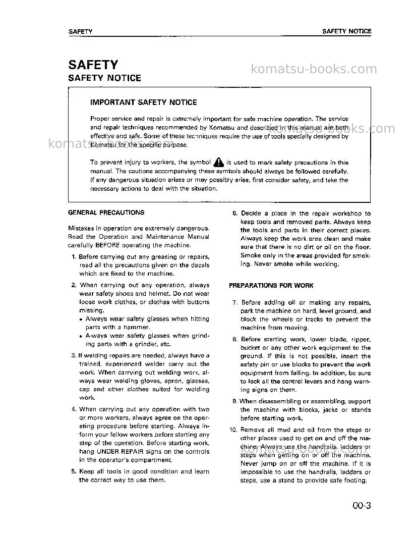 Komatsu d475a-2jpn Repair & maintenance cover Page 7 Komatsu d475a-2jpn Repair & maintenance cover Page 7