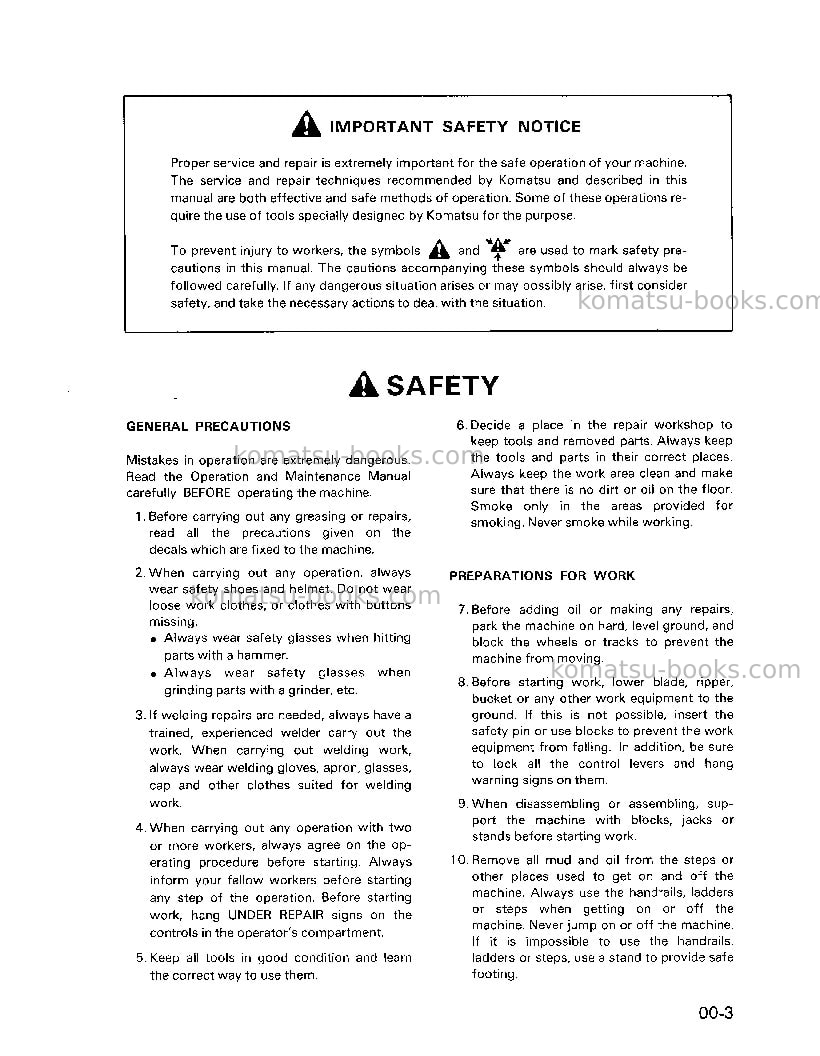 Komatsu wa350-1jpn-for n. america Repair & maintenance cover Page 7