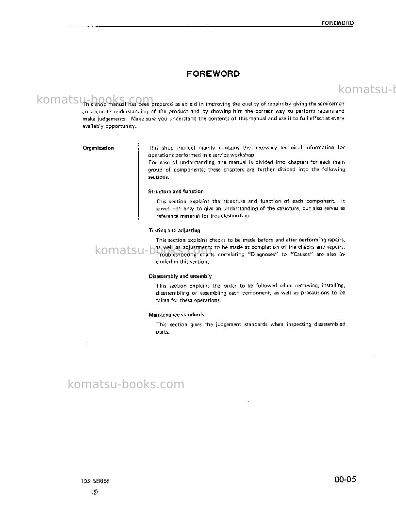 Komatsu 4d105-3jpn-eng. Repair & maintenance cover Page 7 Komatsu 4d105-3jpn-eng. Repair & maintenance cover Page 7