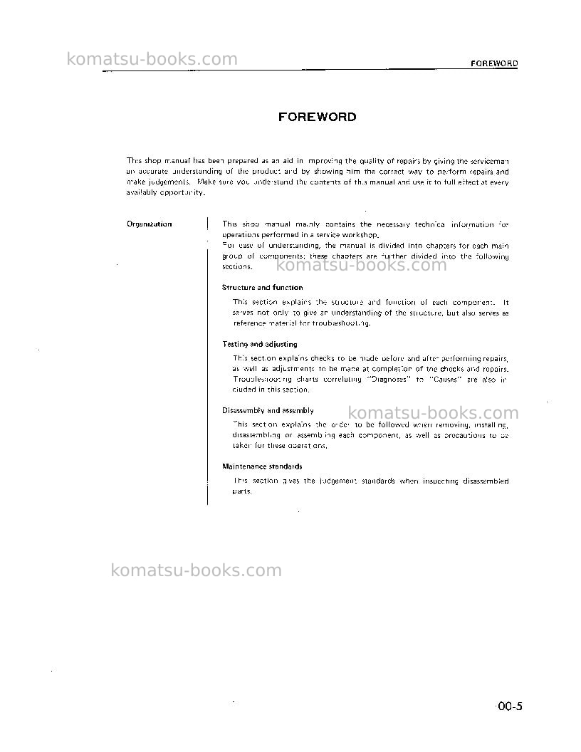 Komatsu 2d94-2jpn-eng. Repair & maintenance cover Page 7