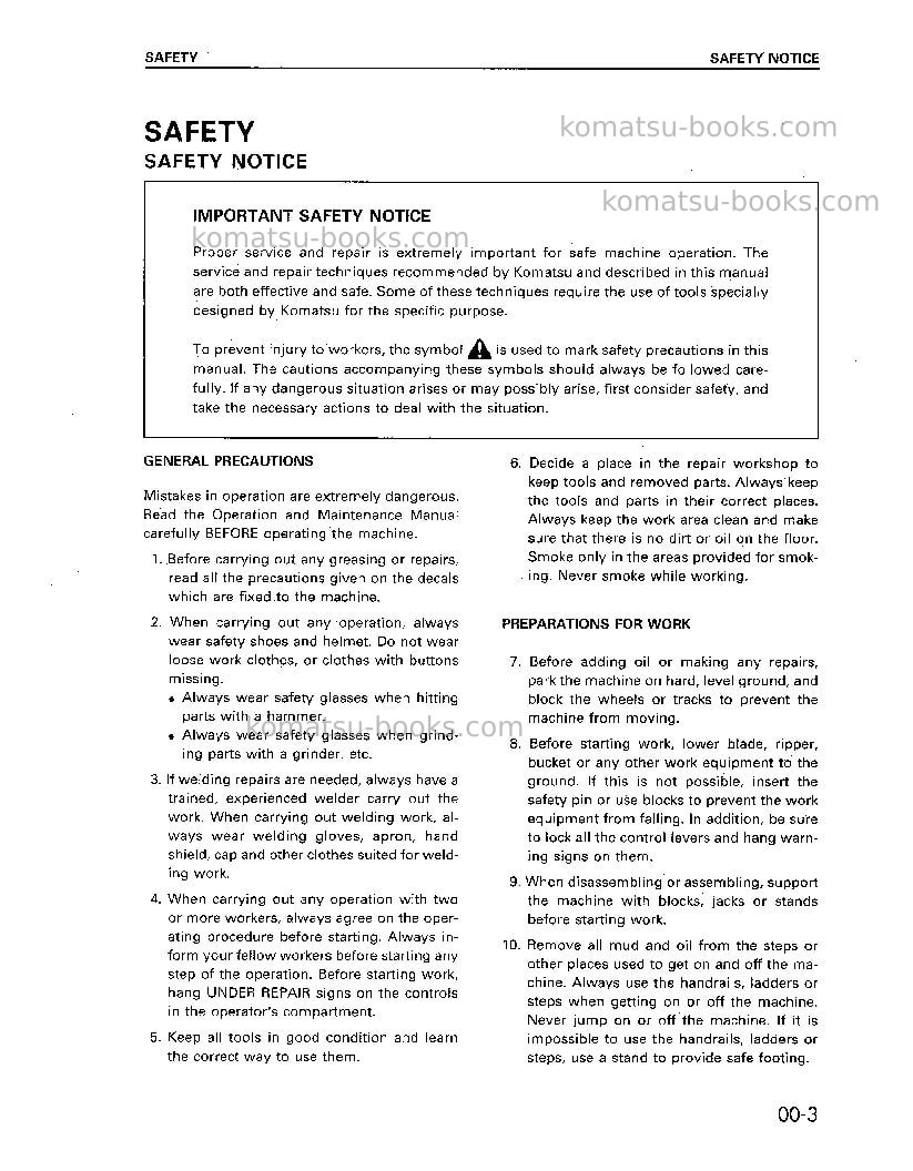 Komatsu wa470-3deu Repair & maintenance cover Page 7 Komatsu wa470-3deu Repair & maintenance cover Page 7