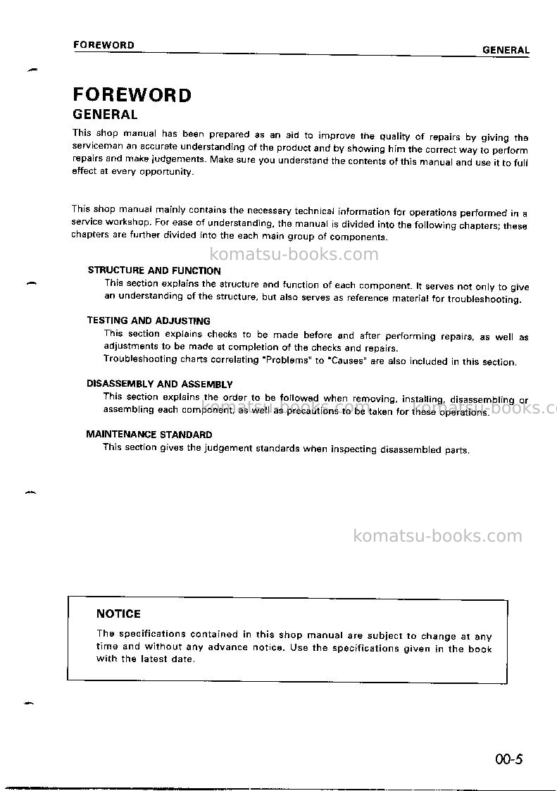 Komatsu sa6d108-1jpn-for ksp Repair & maintenance cover Page 7 Komatsu sa6d108-1jpn-for ksp Repair & maintenance cover Page 7