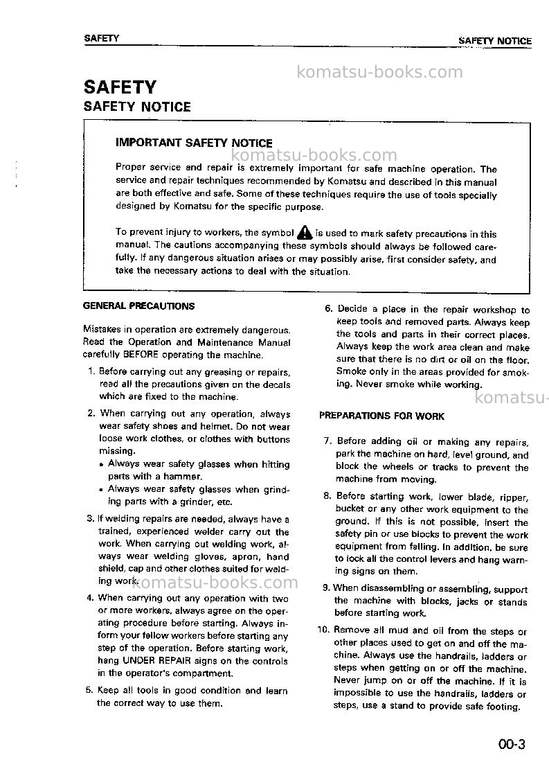 Komatsu hd325-6jpn Repair & maintenance cover Page 7 Komatsu hd325-6jpn Repair & maintenance cover Page 7