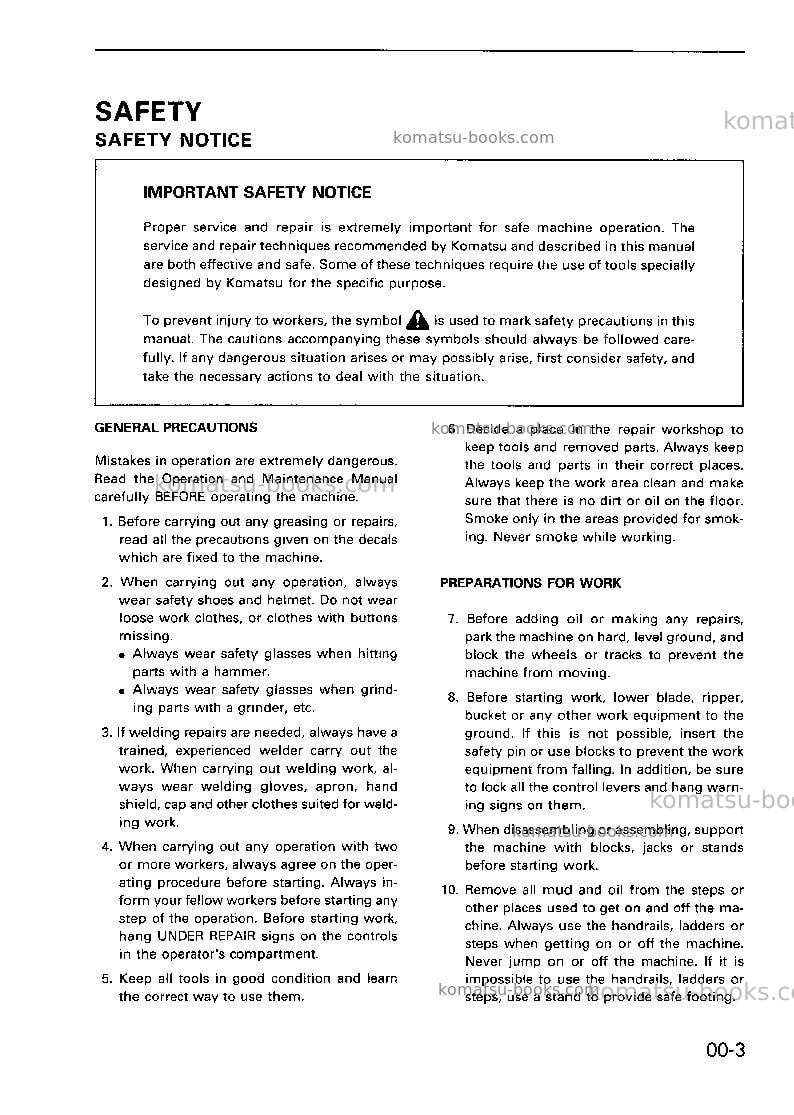 Komatsu d21p-7jpn-a, for japan Repair & maintenance cover Page 7 Komatsu d21p-7jpn-a, for japan Repair & maintenance cover Page 7