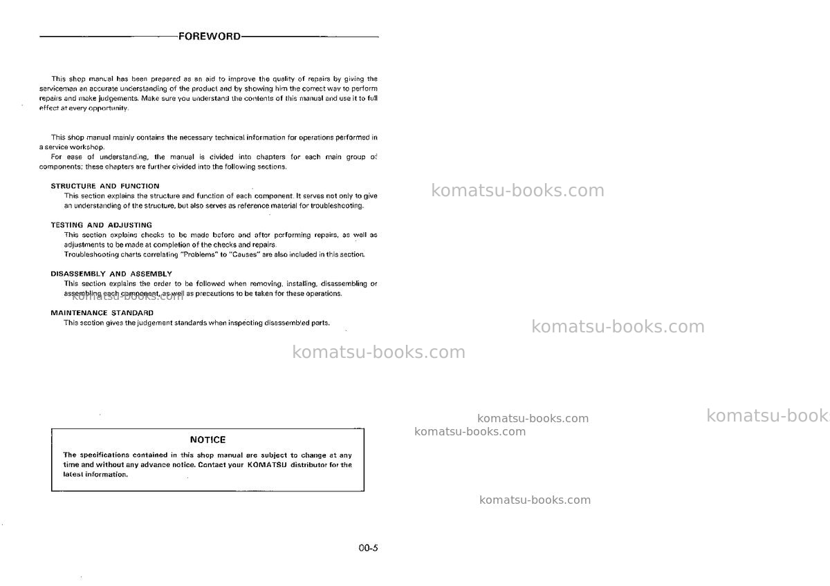 Komatsu pc03-2jpn Repair & maintenance cover Page 7 Komatsu pc03-2jpn Repair & maintenance cover Page 7