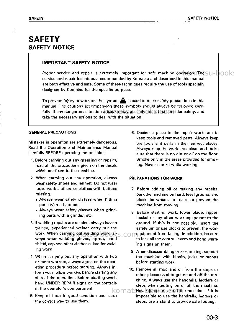 Komatsu pc200-6jpn-custom Repair & maintenance cover Page 7 Komatsu pc200-6jpn-custom Repair & maintenance cover Page 7