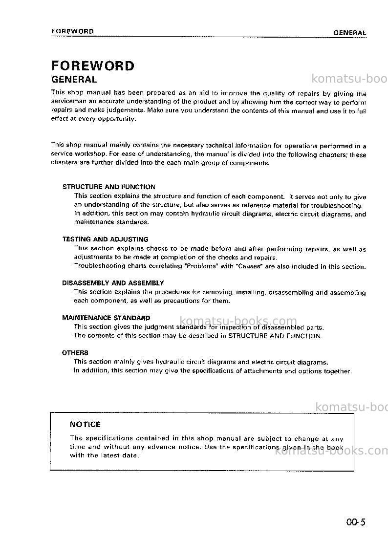Komatsu s6d108-2jpn Repair & maintenance cover Page 7 Komatsu s6d108-2jpn Repair & maintenance cover Page 7