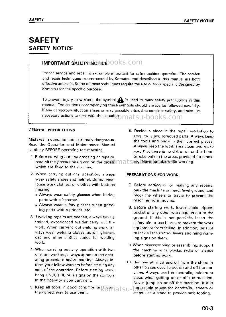 Komatsu pc400lc-6jpn-custom Repair & maintenance cover Page 7 Komatsu pc400lc-6jpn-custom Repair & maintenance cover Page 7