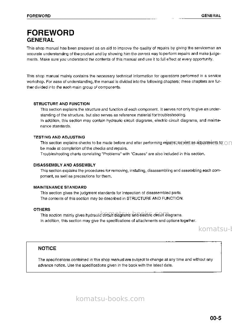 Komatsu s6d170-2jpn Repair & maintenance cover Page 7 Komatsu s6d170-2jpn Repair & maintenance cover Page 7