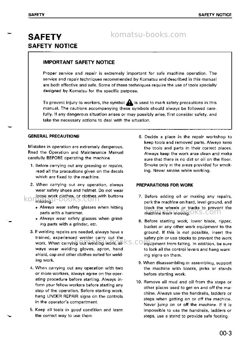 Komatsu d375a-3jpn-6-track roller Repair & maintenance cover Page 7