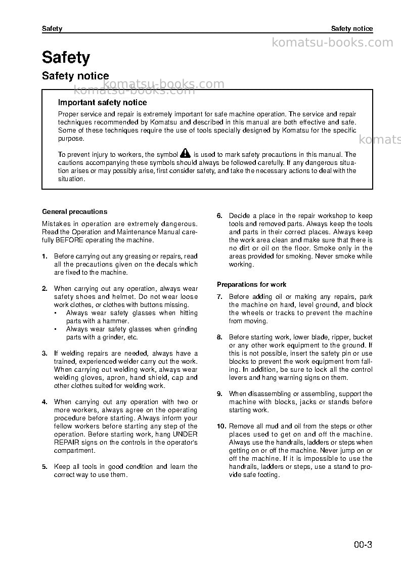 Komatsu sa6d140-2jpn Repair & maintenance cover Page 7 Komatsu sa6d140-2jpn Repair & maintenance cover Page 7