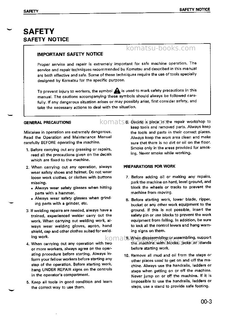 Komatsu pc100-6jpn Repair & maintenance cover Page 7 Komatsu pc100-6jpn Repair & maintenance cover Page 7